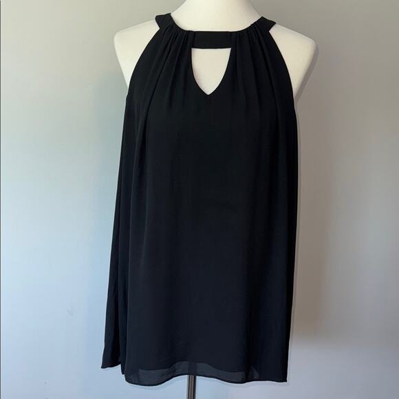 Lando Cold Shoulder Black Halter Draped Knit Long Sleeve Blouse Top Women's XL - Picture 1 of 8